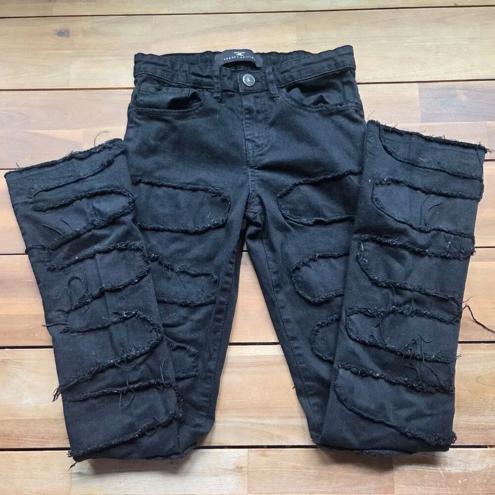 Jordan Craig Boys Black Martin Oasis Stacked Jeans sz 12
